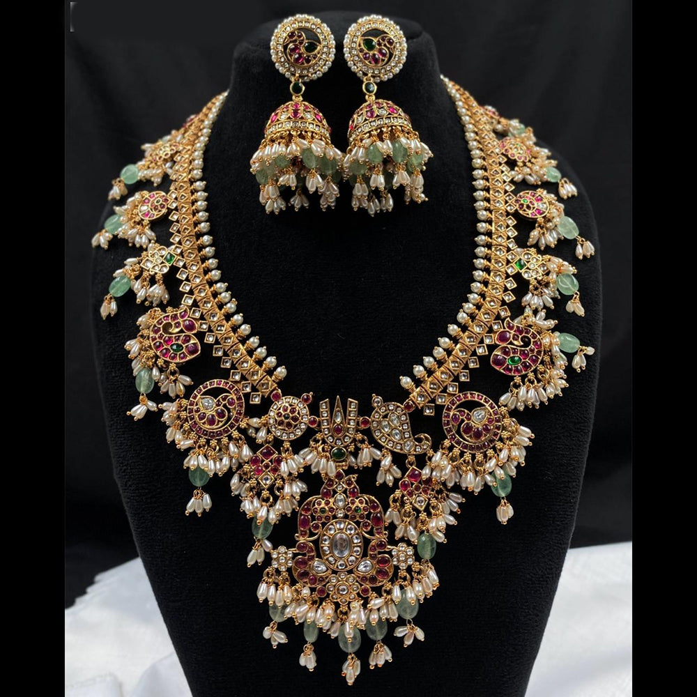 Amoliya Jewels Gold Plated Elegant Pota Stone And Beads Necklace Set