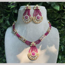 Amoliya Jewels Gold Plated Polki Kundan And Pearl Necklace Set