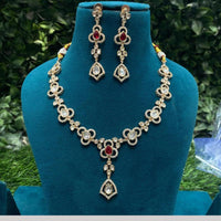 Amoliya Jewels Gold Plated Polki Kundan Necklace Set