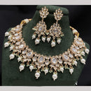 Amoliya Jewels Gold Plated Polki Kundan Pearl And Beads Necklace Set