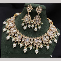Amoliya Jewels Gold Plated Polki Kundan Pearl And Beads Necklace Set