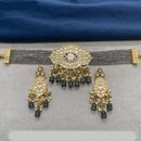 Amoliya Jewels Gold Plated Polki Kundan And Beads Meenakari Choker Necklace Set