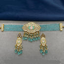 Amoliya Jewels Gold Plated Polki Kundan And Beads Meenakari Choker Necklace Set