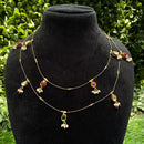 Amoliya Jewels Traditional Gold-Plated Pota And Pearl Double Layer Necklace