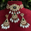 Amoliya Jewels Traditional Gold-Plated Polki Kundan And Beads Choker Necklace Set