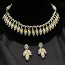 Amoliya Jewels Traditional 2 Toned-Plated Polki Kundan Necklace Set