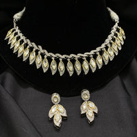 Amoliya Jewels Traditional 2 Toned-Plated Polki Kundan Necklace Set