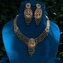 Amoliya Jewels Traditional Gold-Plated Pota And Pearl Temple Necklace Set