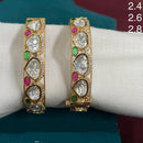Amoliya Jewels Traditional Gold-Plated Polki Kundan Openable Bangles Set