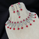Amoliya Jewels Elegant Silver-Plated Crystal & Pearl Timeless Grace for Every Occasion Necklace Set