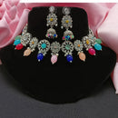 Amoliya Jewels Elegant Silver-Plated Crystal & Pearl Timeless Grace for Every Occasion Necklace Set