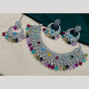 Amoliya Jewels Silver-Plated Crystal And Pearl A Touch of Elegance for Every Occasion Choker Necklace Set