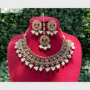 Amoliya Gold Plated Designer Crystal And Beads Necklace Set