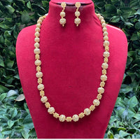 Amoliya Jewels Gold Polish Classic Pearl Necklace Set