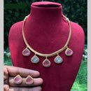 Amoliya Jewels Elegant Gold-Plated Crystal Necklace Set