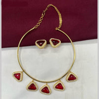 Amoliya Jewels Traditional Gold-Plated Pota Necklace Set