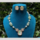 Amoliya Jewels Gold Plated Polki Kundan And Pearl Necklace Set