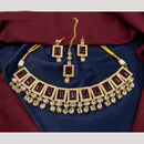 Amoliya Gold Plated Designer Crystal And Beads Choker Necklace Set