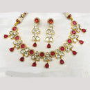 Amoliya Jewels Gold Plated Polki Kundan Necklace Set