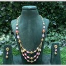 Amoliya Jewels Gold Plated Pota Stone And Beads Long Necklace Set