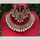 Amoliya Jewels Elegant Gold-Plated Crystal And Beads Necklace Set