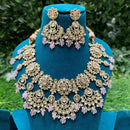 Amoliya Jewels Elegant Gold-Plated Crystal And Beads Necklace Set