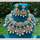 Amoliya Jewels Elegant Gold-Plated Crystal And Beads Necklace Set
