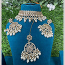 Amoliya Jewels Gold Plated Designer Crystal And Beads Choker Necklace Set