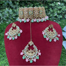 Amoliya Jewels Gold Plated Designer Crystal And Beads Choker Necklace Set