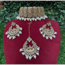 Amoliya Jewels Gold Plated Designer Crystal And Beads Choker Necklace Set