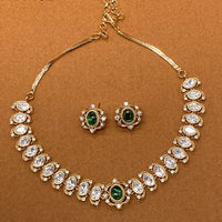 Amoliya Jewels Gold Plated Polki Kundan Necklace Set