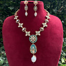 Amoliya Jewels Gold Plated Polki Kundan Necklace Set