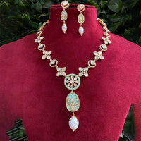 Amoliya Jewels Gold Plated Polki Kundan Necklace Set