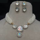 Amoliya Jewels 2 Tone Plated Polki Kundan Necklace Set