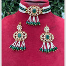 Amoliya Jewels Traditional Gold-Plated Polki Kundan And Beads Choker Necklace Set