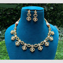 Amoliya Jewels Gold Plated Polki Kundan Necklace Set