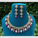 Amoliya Jewels Traditional Gold-Plated Polki Kundan And Beads Necklace Set