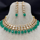Amoliya Jewels Traditional Gold-Plated Polki Kundan And Beads Necklace Set