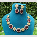 Amoliya Jewels Gold Plated Pota Stone Necklace Set