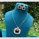 Amoliya Jewels Silver Plated American Diamond Necklace Set
