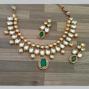 Amoliya Jewels Elegant Gold Plated Kundan Stone And Beads Necklace Set