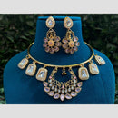 Amoliya Jewels Elegant Gold Plated Kundan Stone And Beads Necklace Set