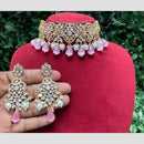 Amoliya Jewels Gold Plated Polki Kundan And Beads Choker Necklace Set