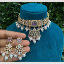 Amoliya Jewels Gold Plated Polki Kundan And Beads Choker Necklace Set
