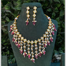 Amoliya Jewels Gold Plated Kundan Stone And Beads Necklace Set