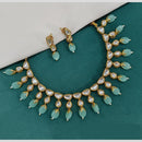 Amoliya Jewels Gold Plated Kundan Stone And Beads Necklace Set