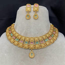 Amoliya Jewels Gold Plated Pota Stone Necklace Set
