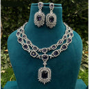 Amoliya Jewels Silver Plated American Daimonds Necklace Set