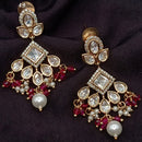 Amoliya Jewels Gold Plated Polki Kundan Stone Pearls And Beads Dangler Earrings