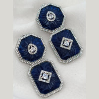 Amoliya Jewels Silver Plated American Diamond And Austrian Stone Dangler Earrings